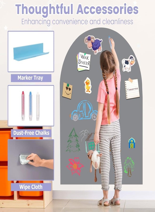 Warasee Magnetic Wall Decal Arch, 15'' x 31'' Magnetic Chalk Board Sticker for Kids, Playroom, Home (Light Gray) - Image 4